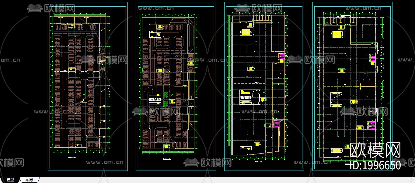 某商场建附带地下二层停车场cad施工图下载（渲染图2）