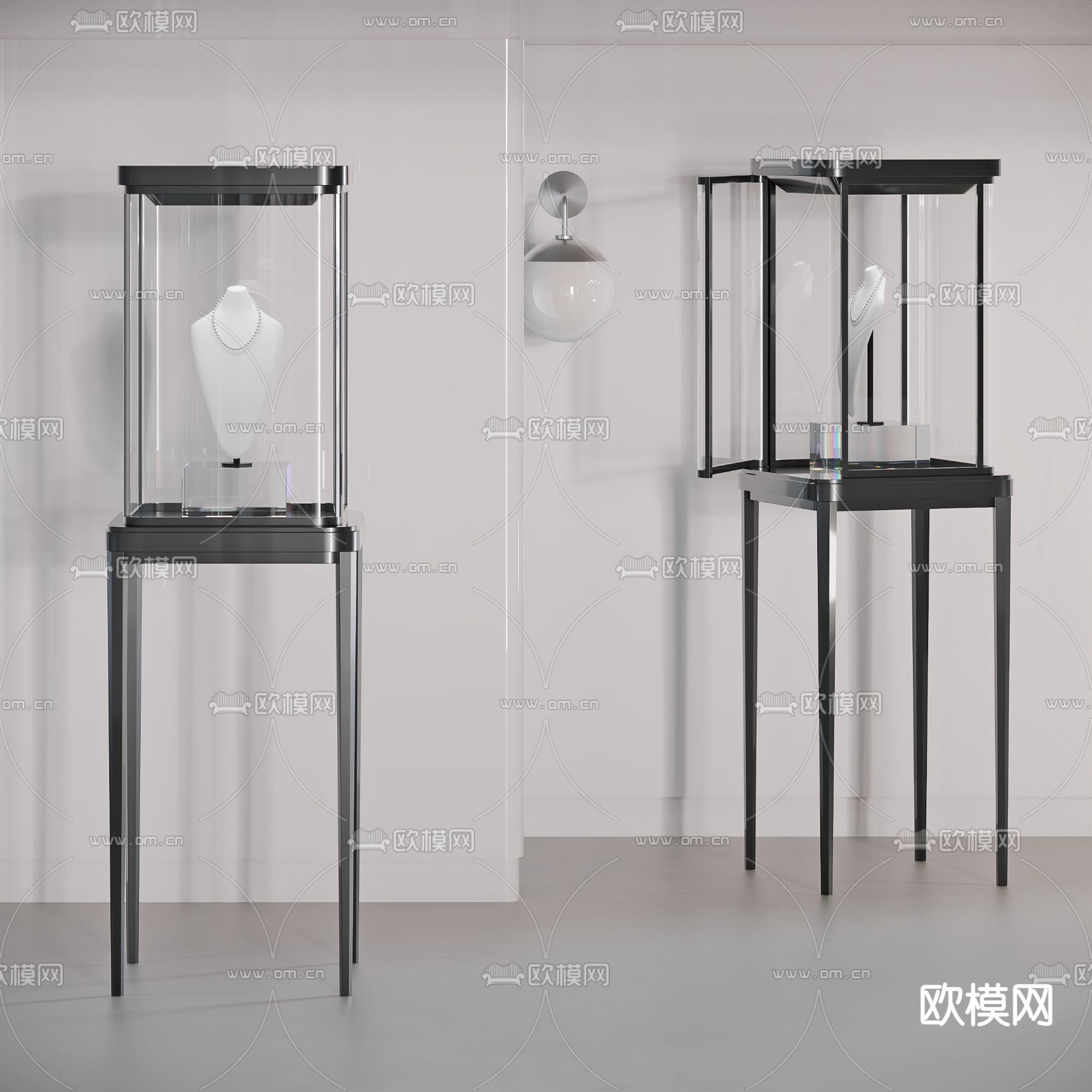 现代珠宝店玻璃展柜3d模型