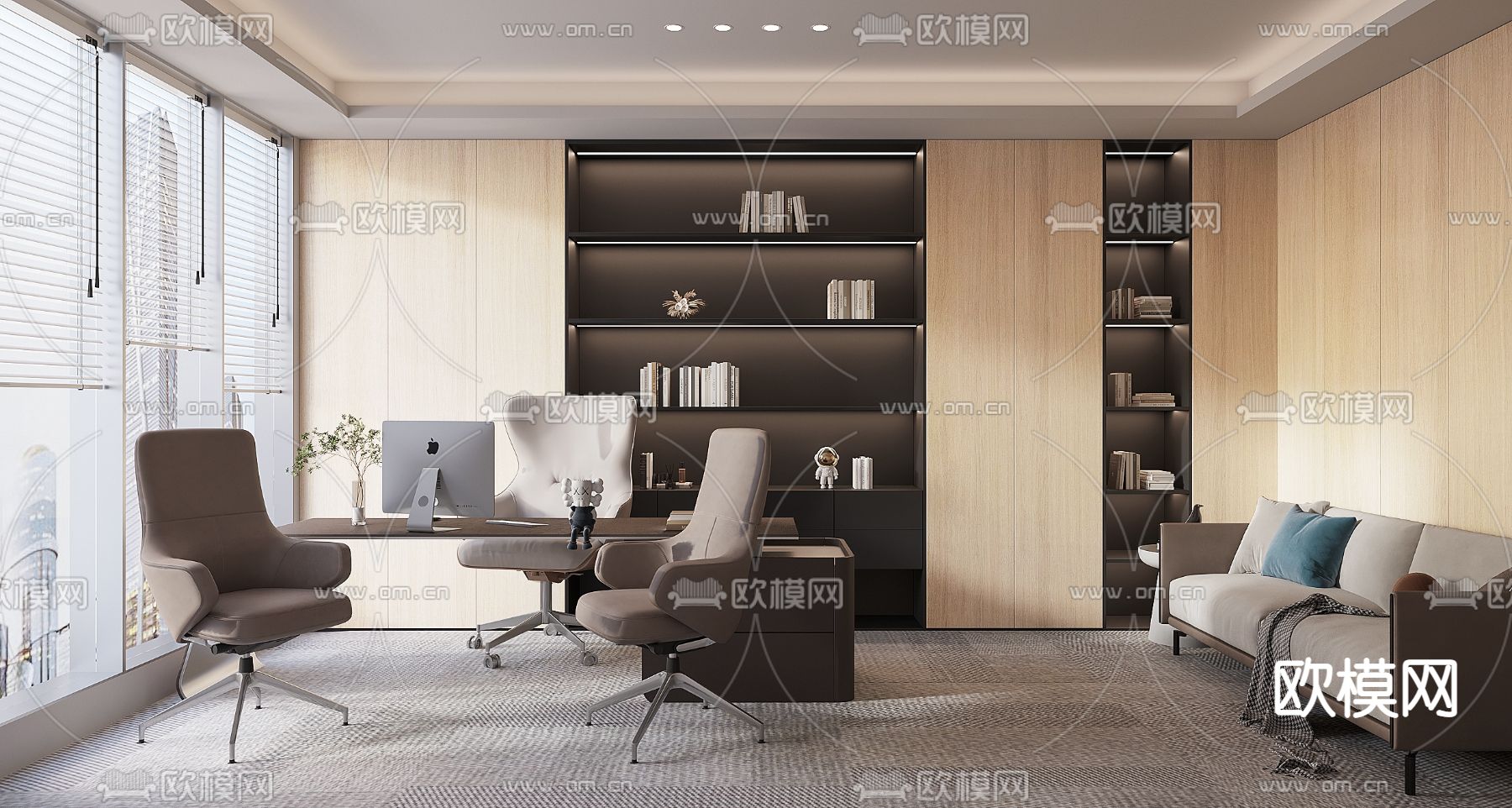现代总经理办公室3d模型下载