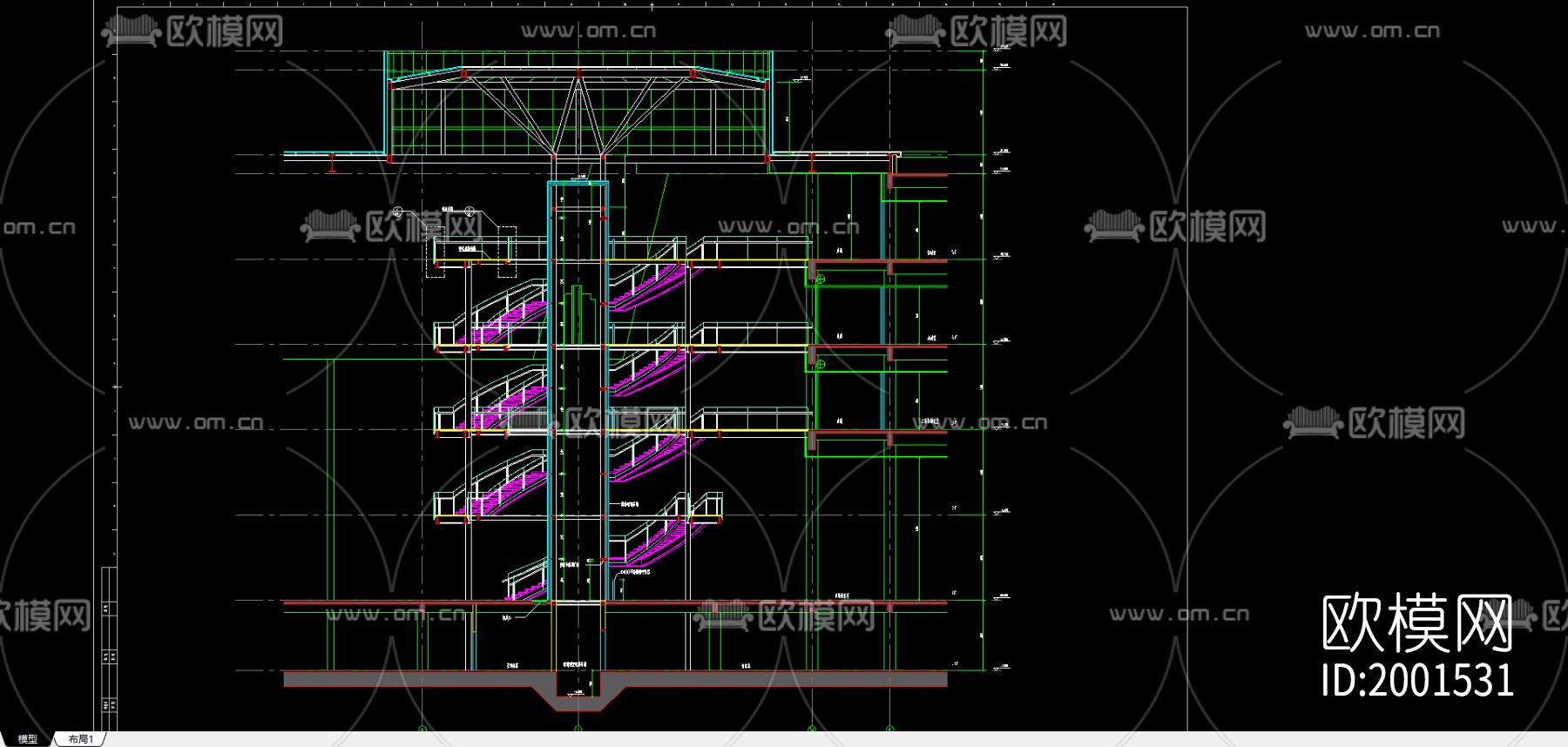 旋转楼梯节点大样下载（渲染图2）