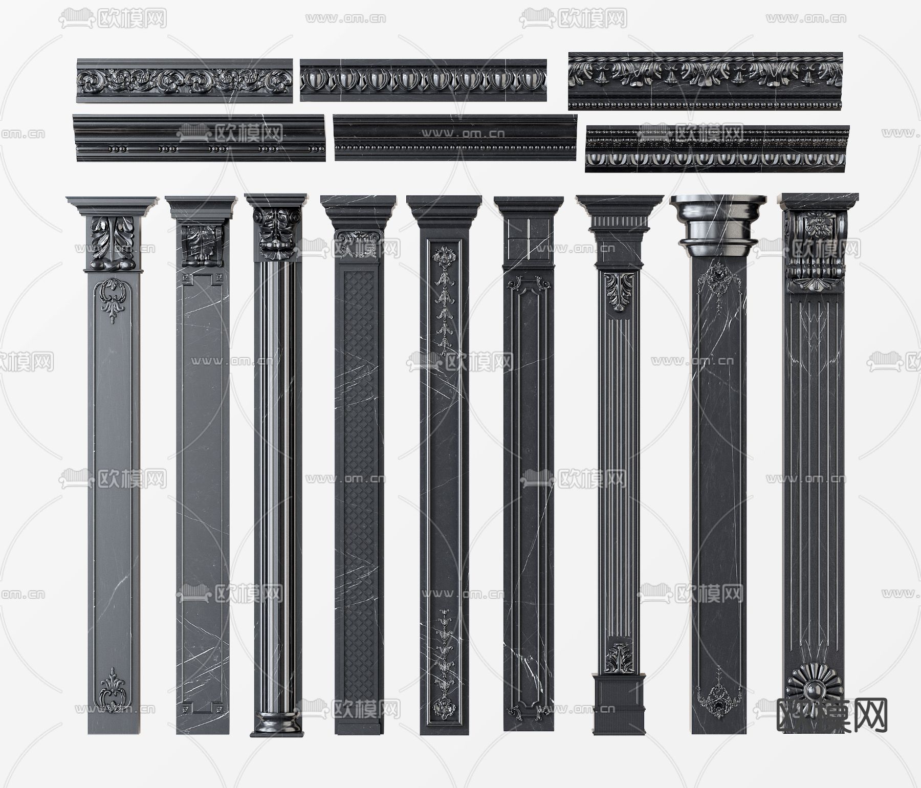 欧式雕花柱子su模型下载（渲染图1）