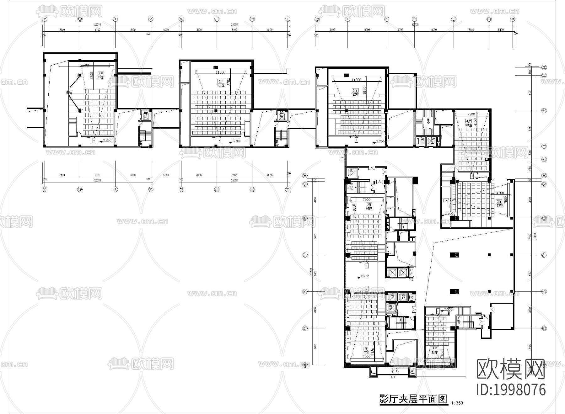 某影视城电影院cad施工图下载（渲染图3）