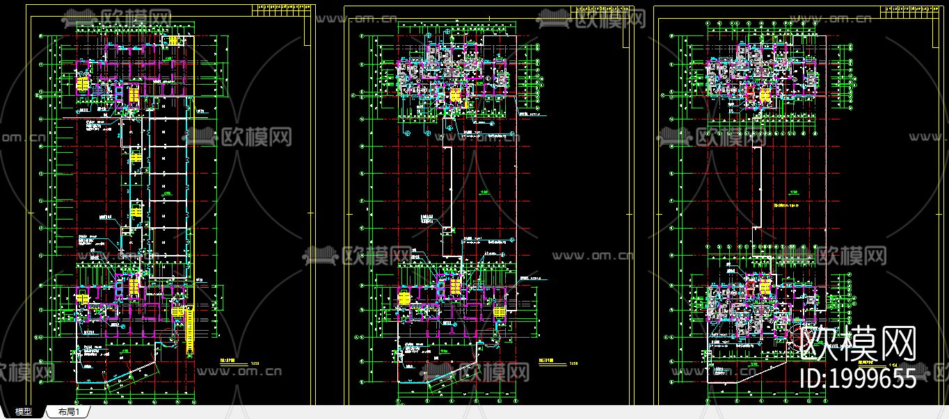 商场平面cad施工图-免费3dmax模型库-欧模网