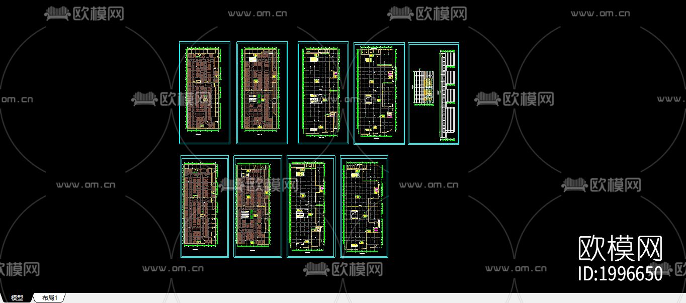 某商场建附带地下二层停车场cad施工图下载（渲染图1）