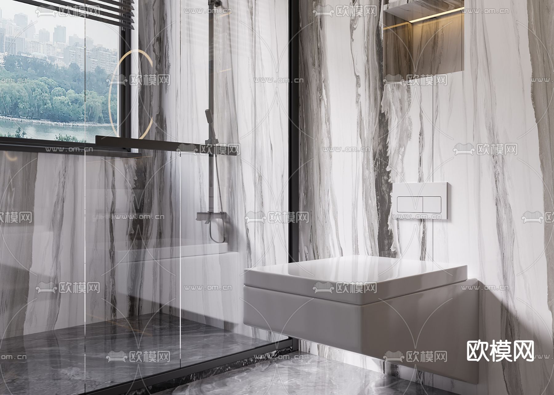 现代轻奢卫生间3d模型下载（渲染图2）