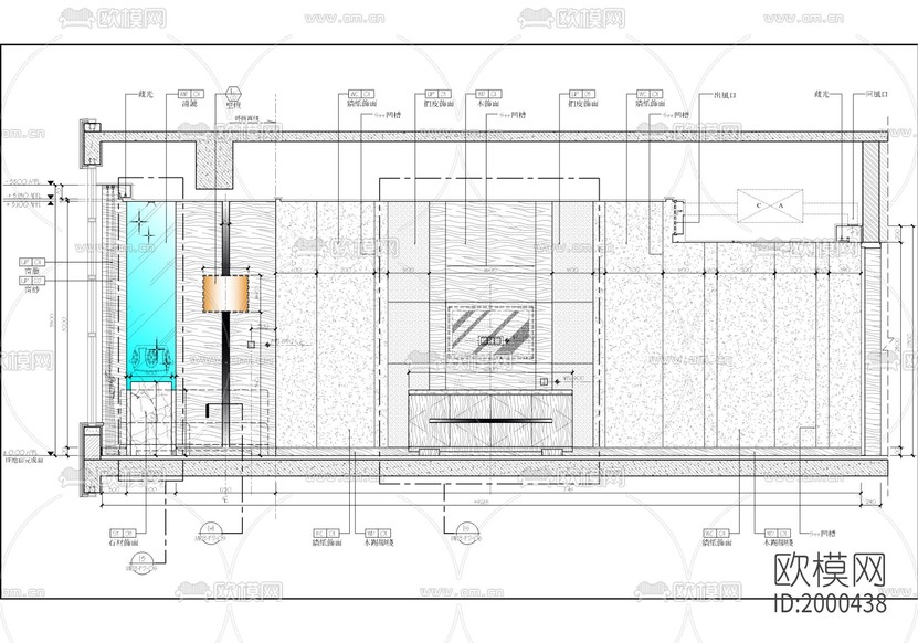 某酒店A型豪华大床房cad施工图下载(渲染图5)