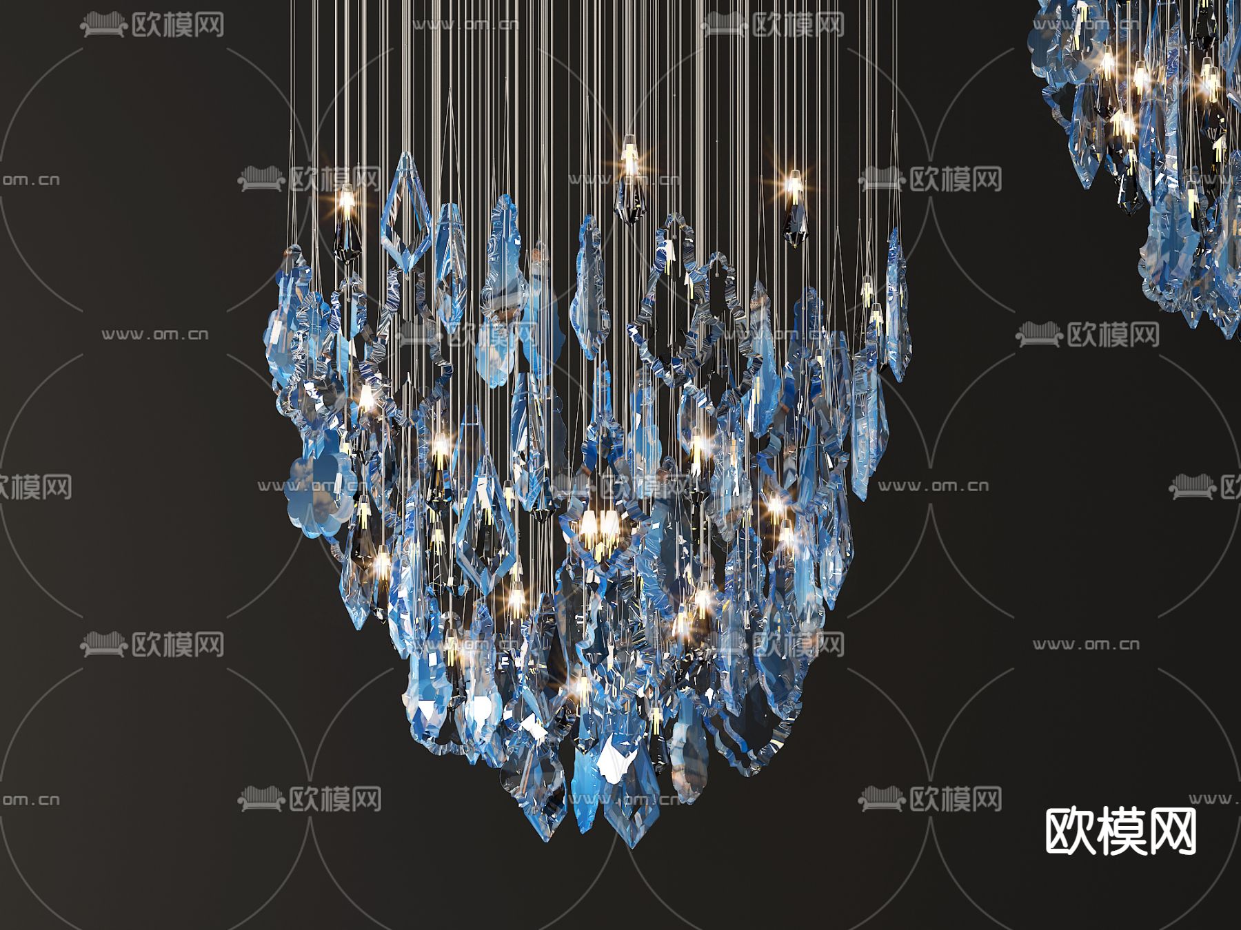 现代轻奢水晶装饰吊灯3d模型下载