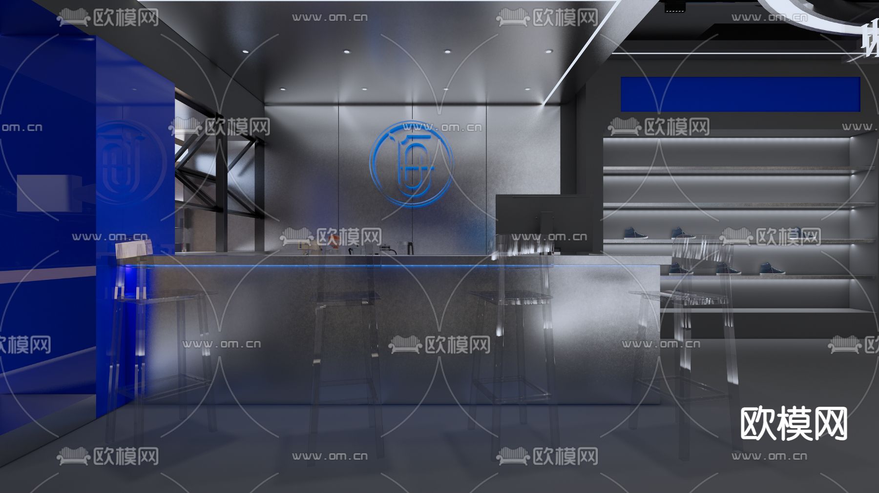 工业风咖啡店su模型下载（渲染图3）