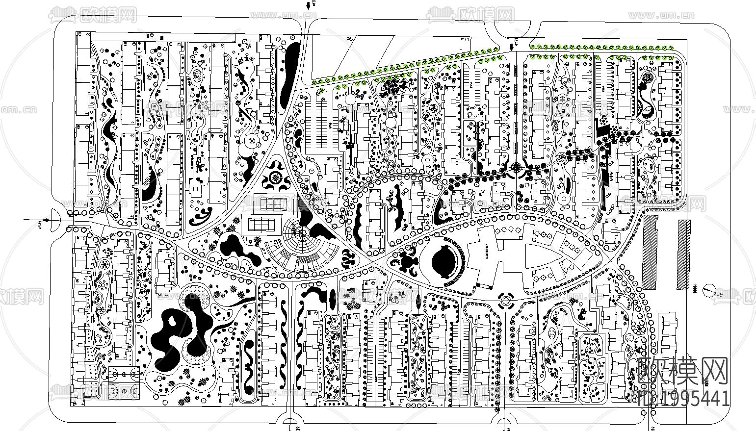 小区景观规划cad施工图下载
