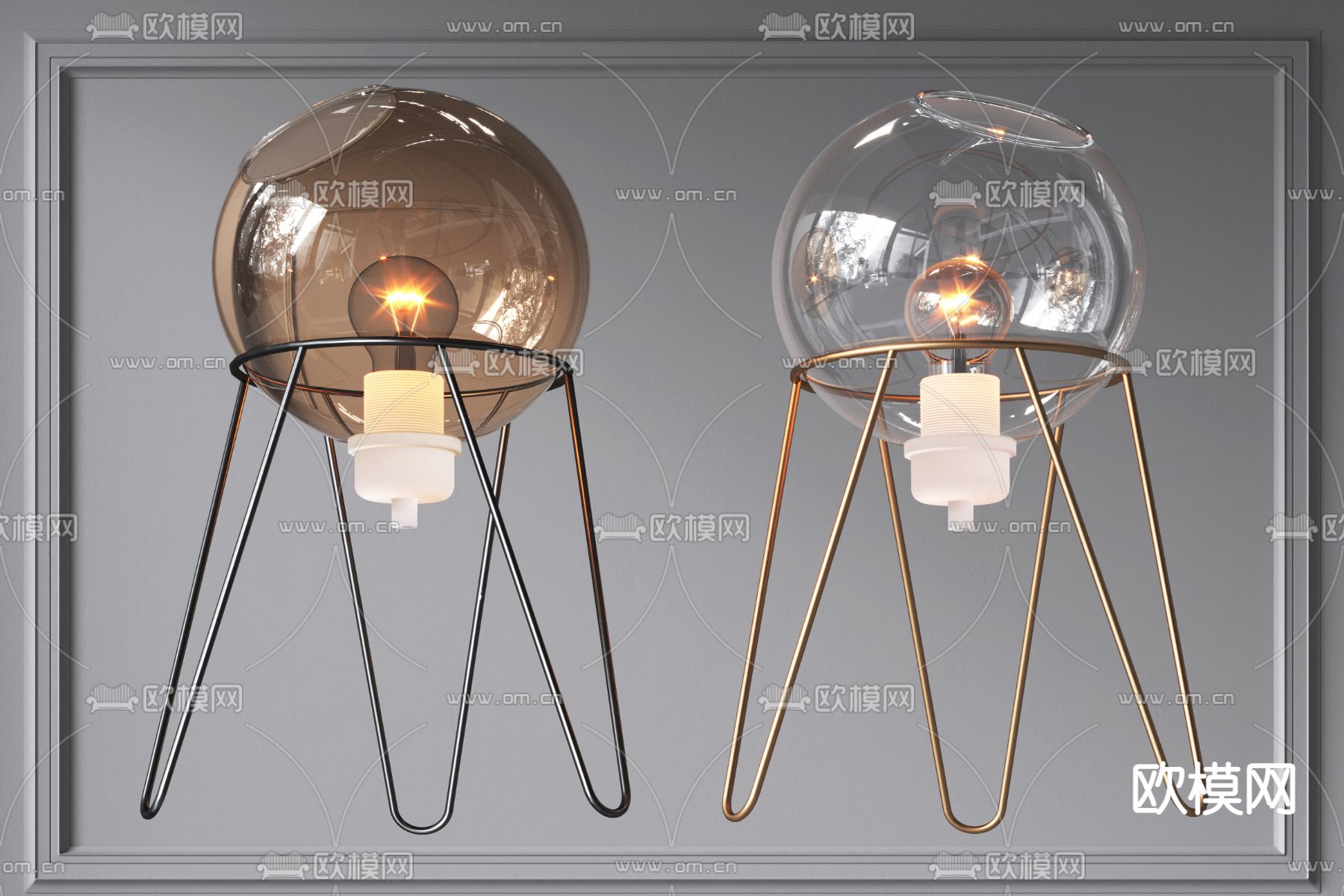 现代玻璃落地灯3d模型下载