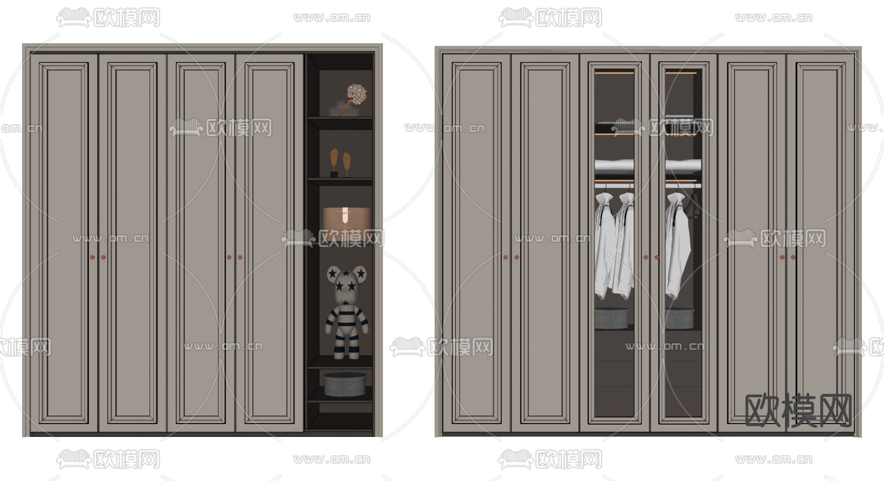 欧式衣柜su模型下载（渲染图2）