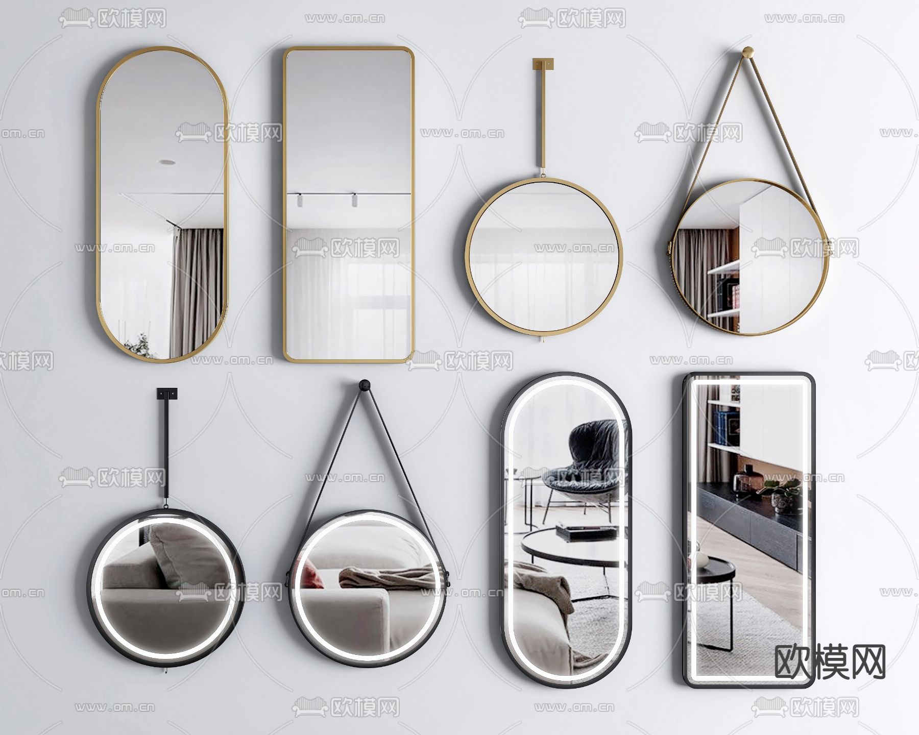 现代镜子吊镜全身镜3d模型下载
