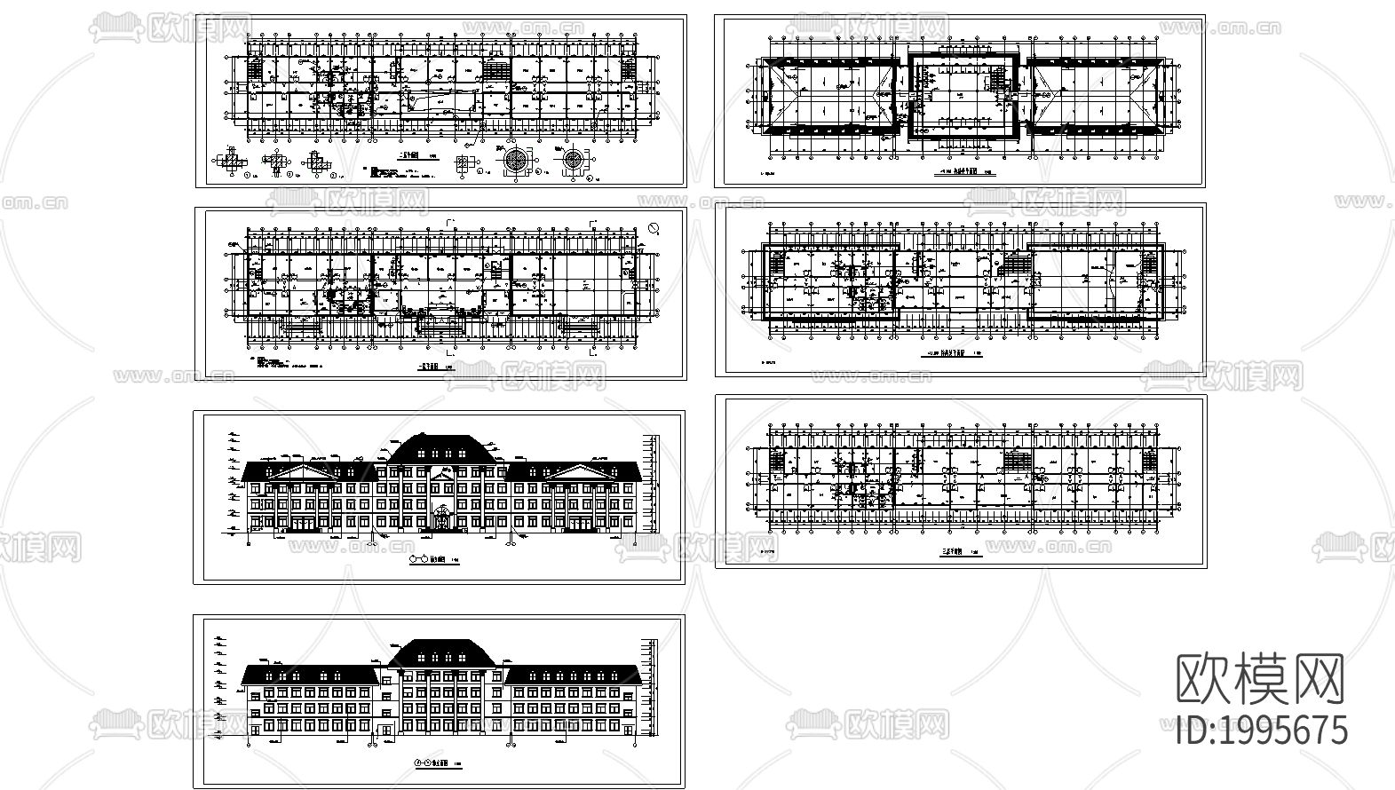 多层办公楼建cad施工图-免费3dmax模型库-欧模网