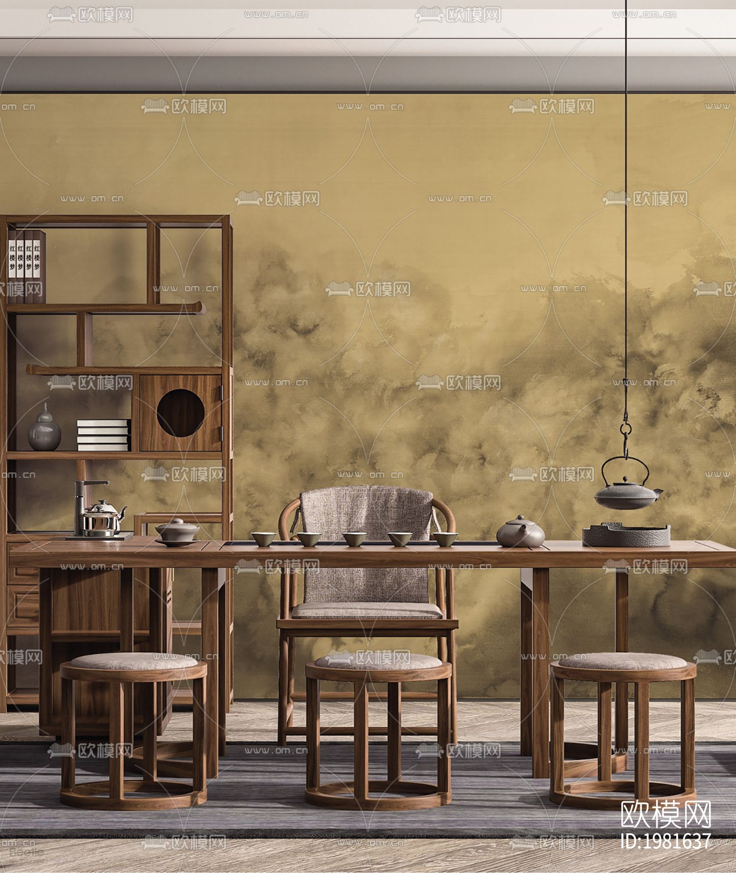 中式壁画下载（渲染图4）