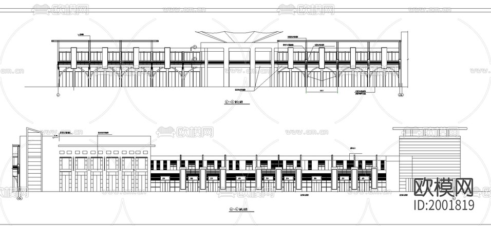 某步行街建筑CAD施工圖下載(渲染圖1)