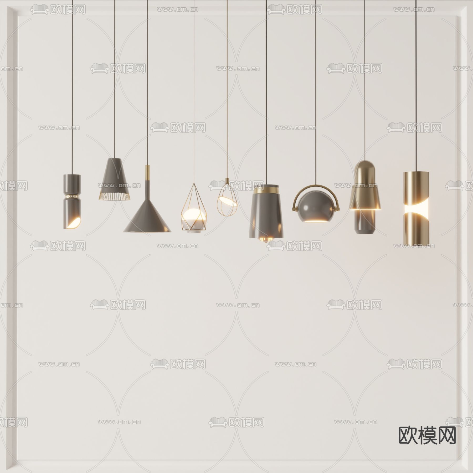 现代吊灯su模型下载