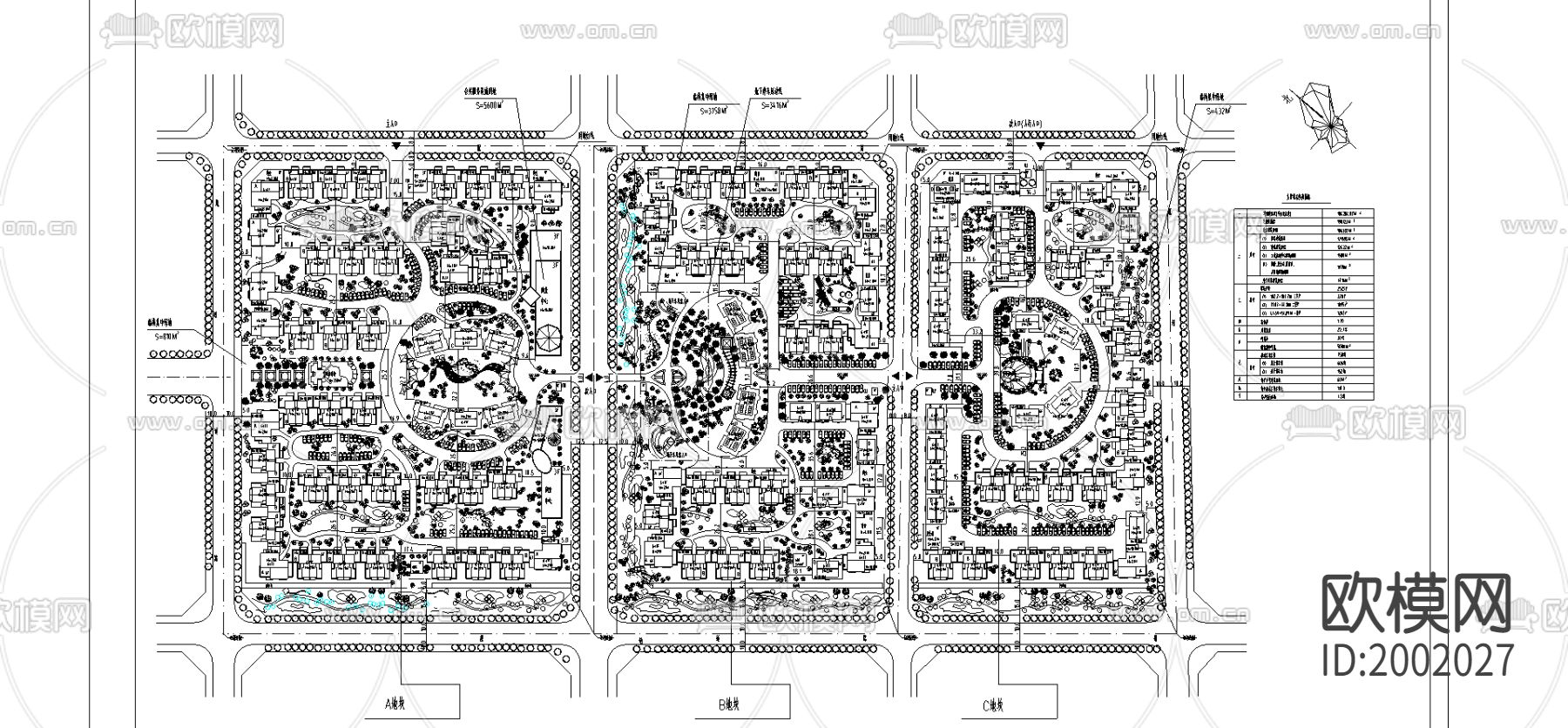 住宅小区cad平面图-免费3dmax模型库-欧模网