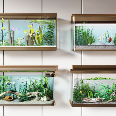  现代鱼缸水族箱su模型 