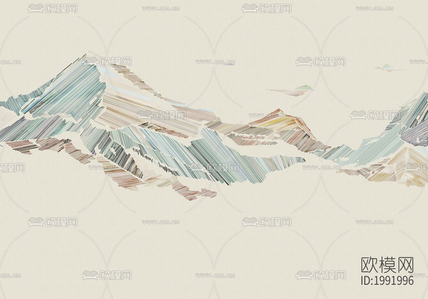 中式抽象山水壁纸下载（渲染图2）