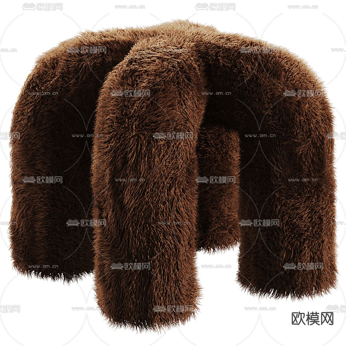 现代毛绒凳子3d模型下载（渲染图2）