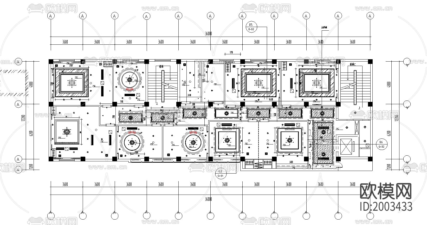 酒店cad施工图下载（渲染图2）