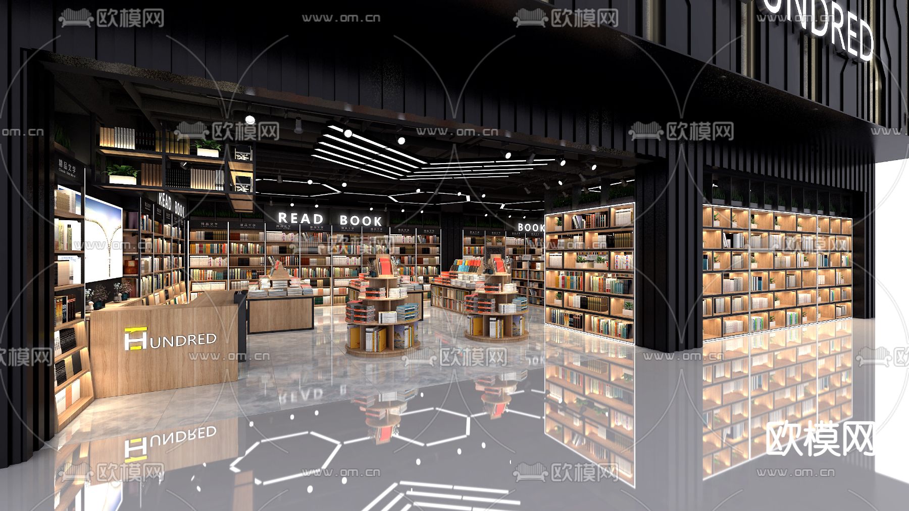 现代图书馆书吧书店3d模型