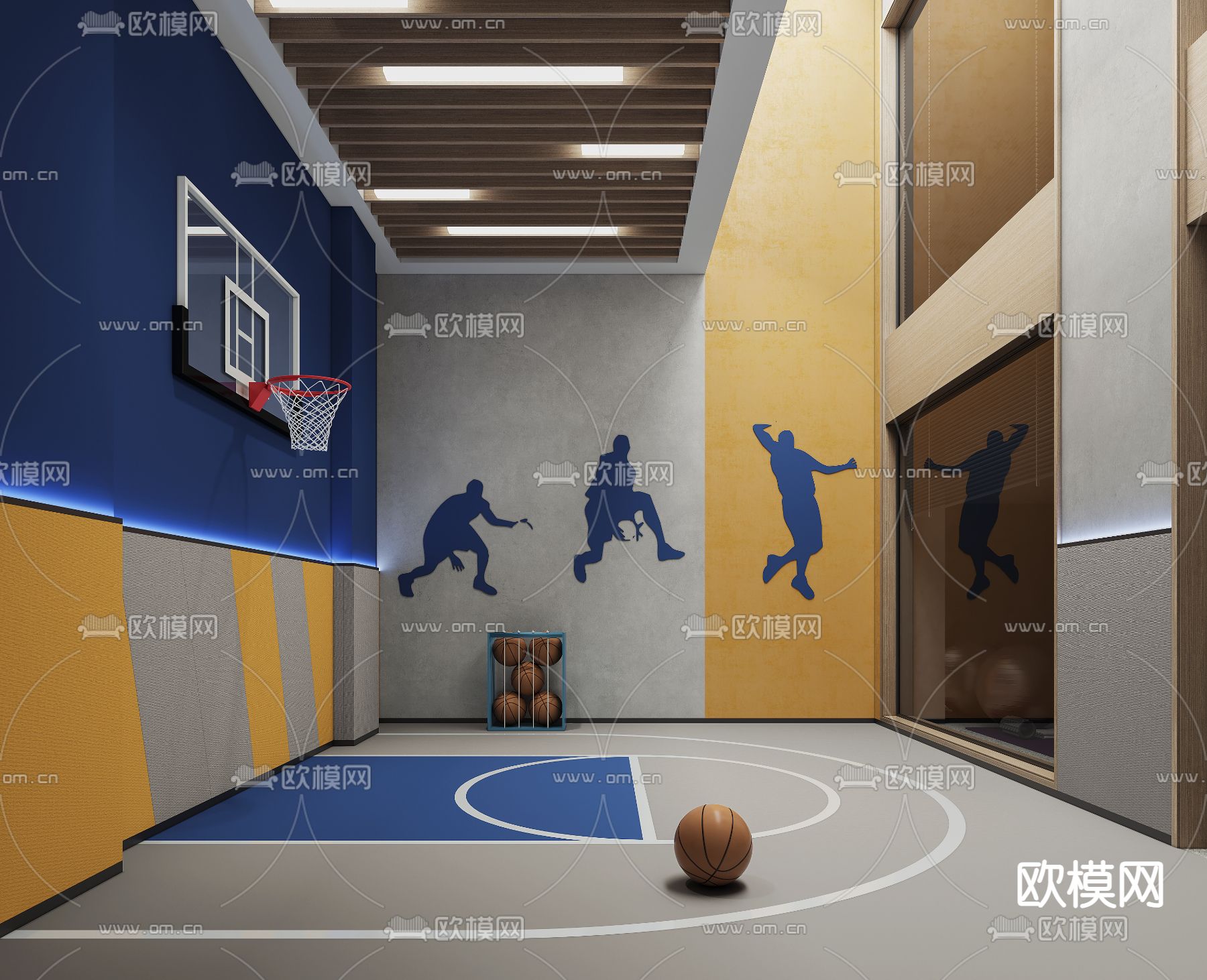 现代篮球场3d模型