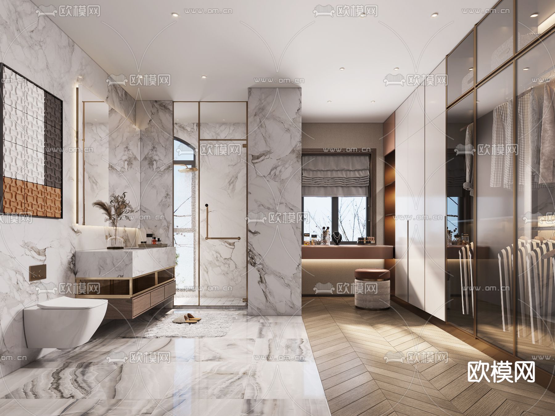 现代衣帽间卫生间3d模型下载