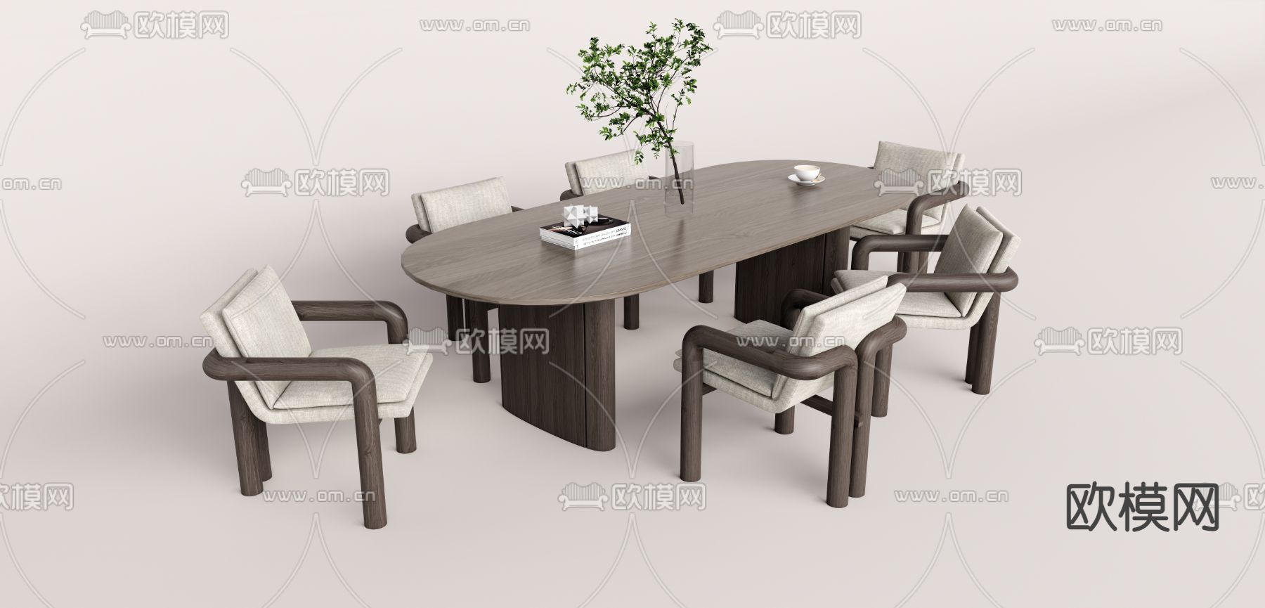 侘寂餐桌椅su模型下载（渲染图1）