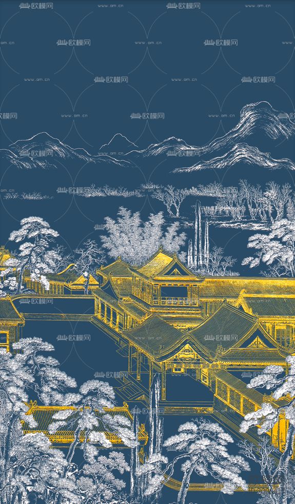 中式山水挂画下载（渲染图2）