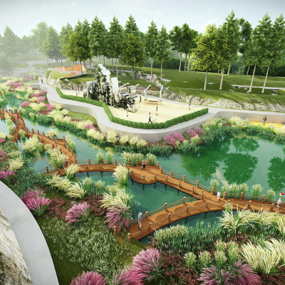 湿地公园景观su模型