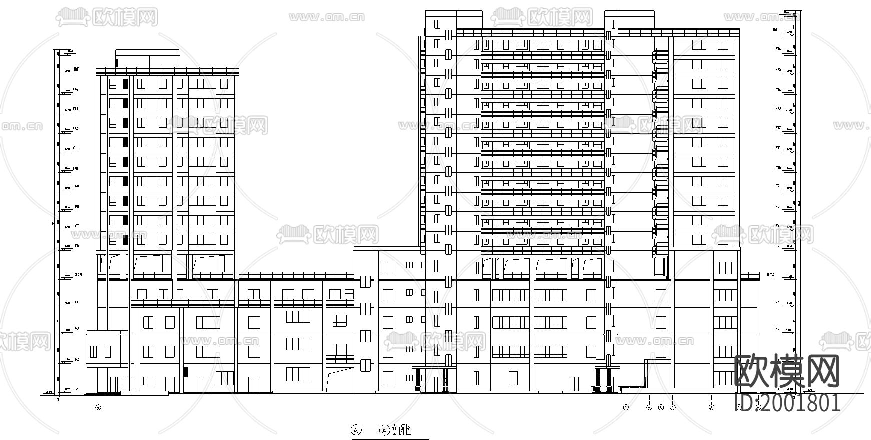 高层商住楼CAD施工图下载（渲染图1）