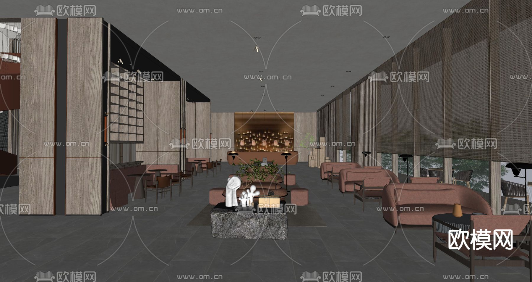 现代酒店大厅su模型