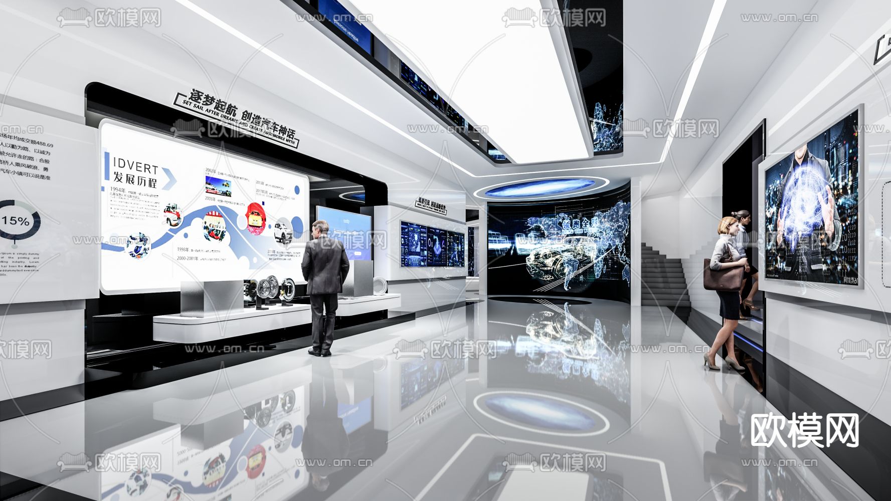 现代科技企业展厅su模型下载（渲染图1）