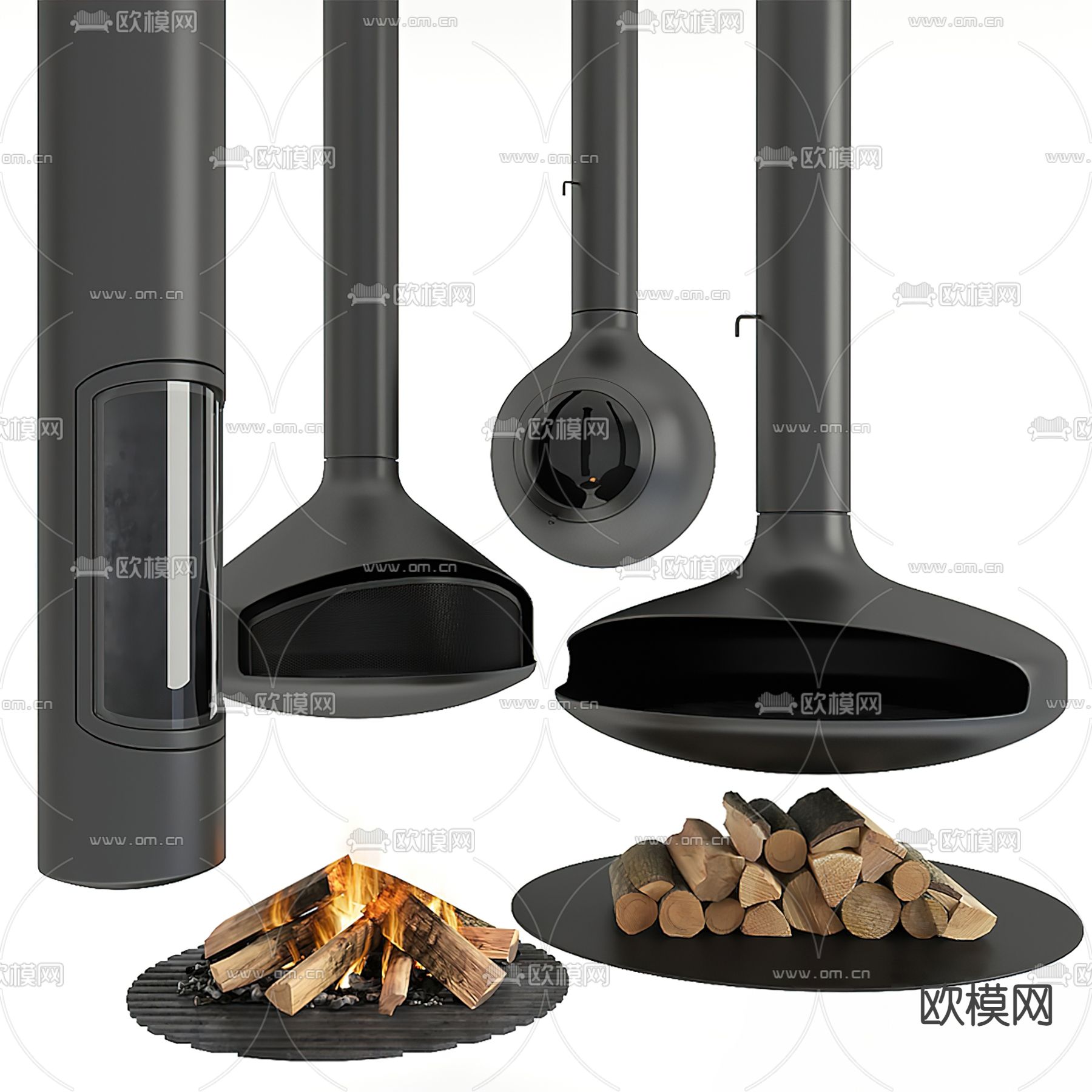 现代壁炉su模型