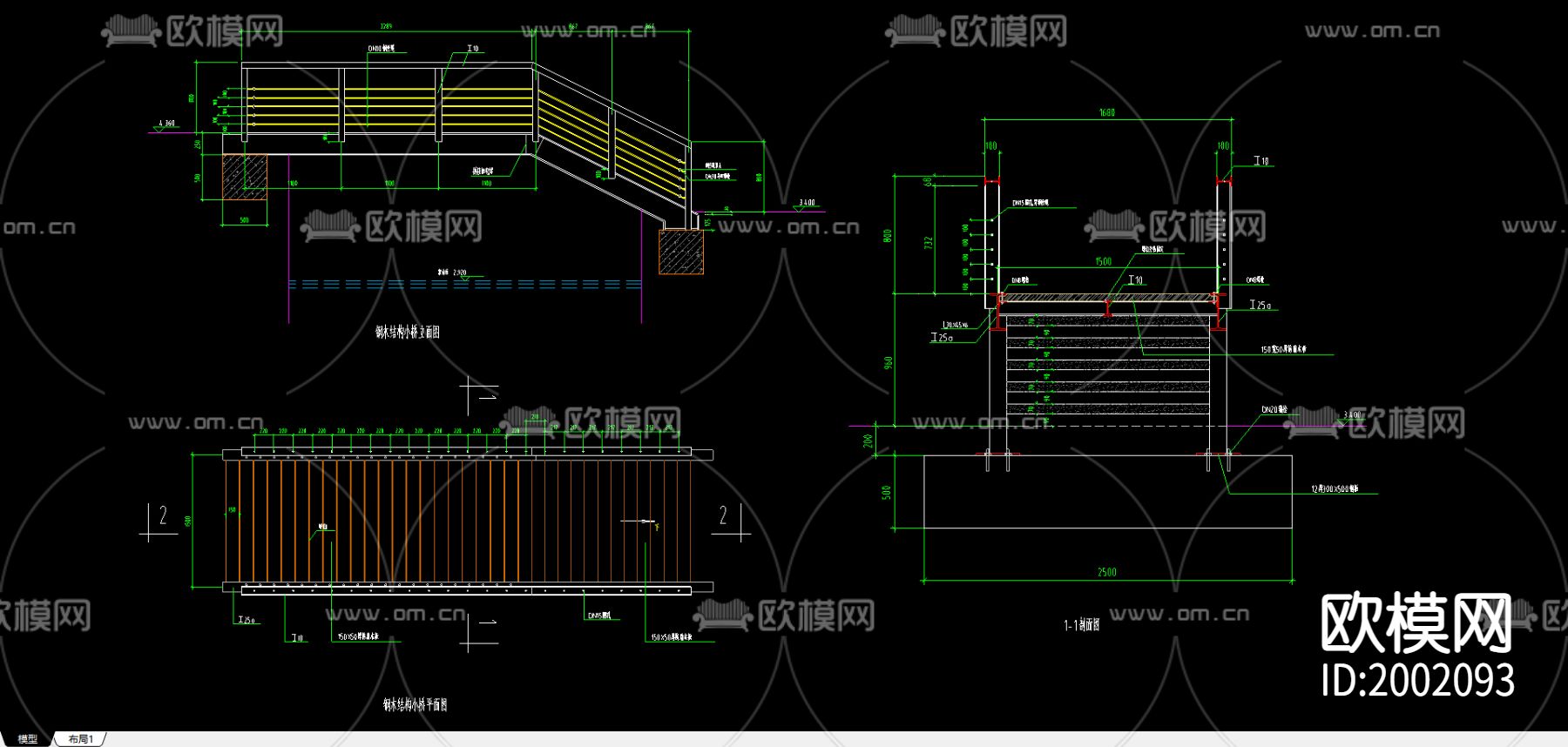 园桥cad立面图下载