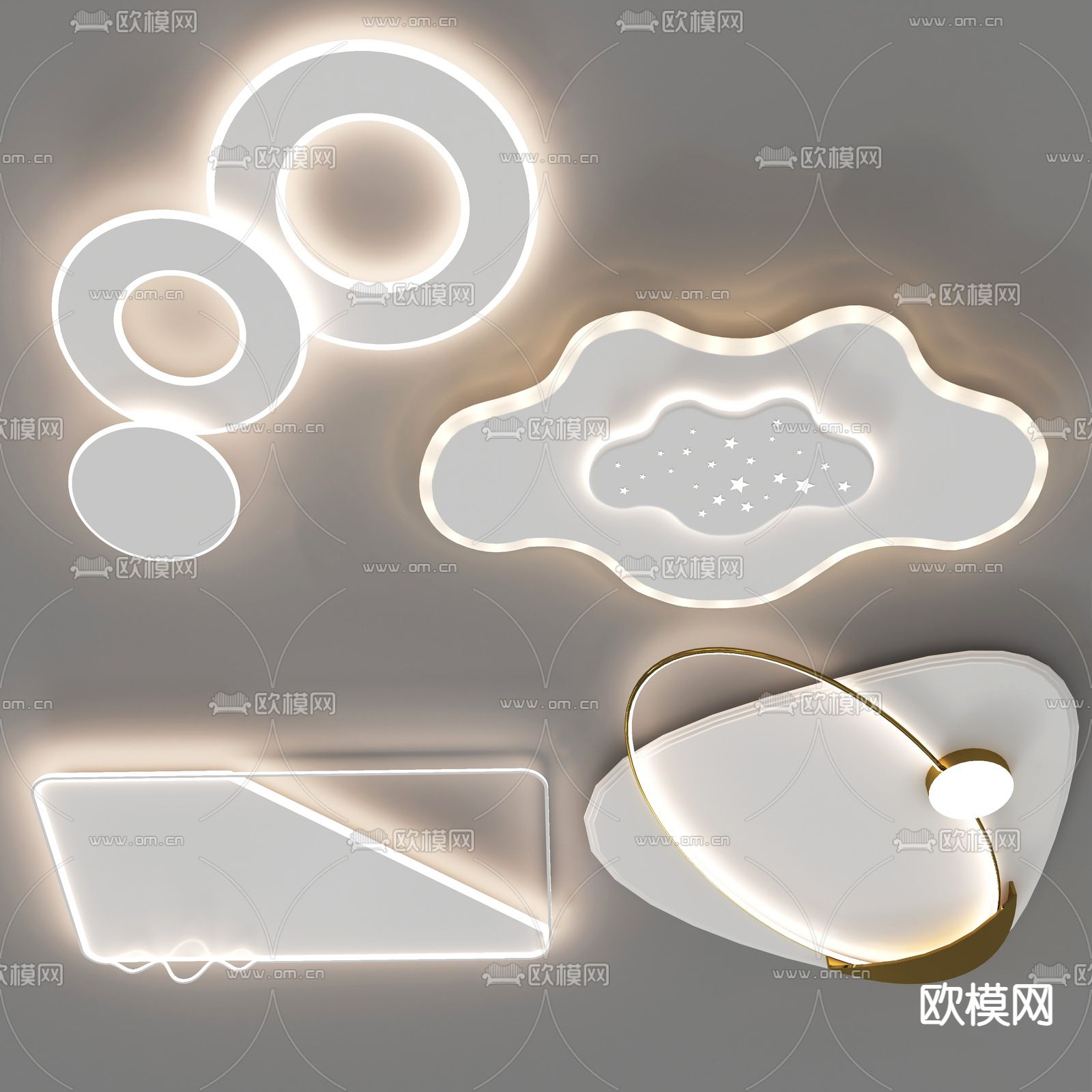 现代时尚吸顶灯su模型