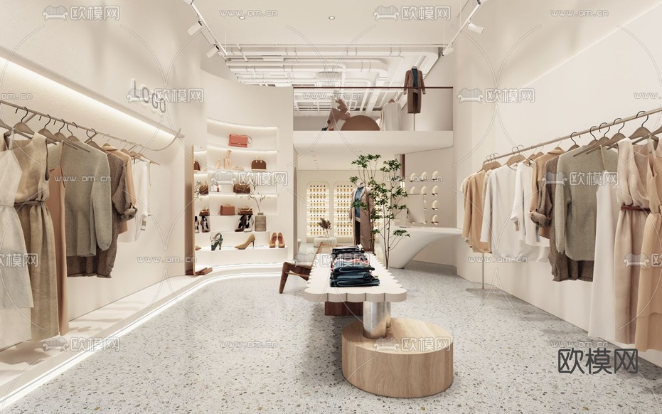 侘寂风女装服装店3d模型下载(渲染图5)