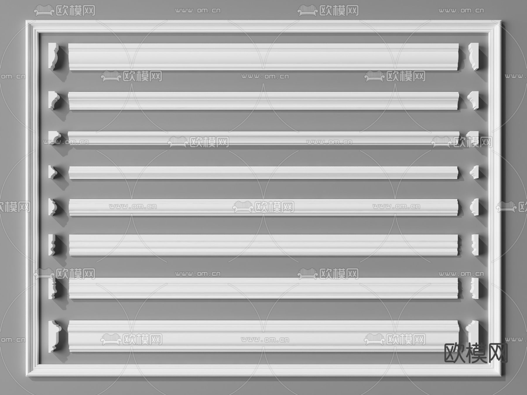 现代踢脚线石膏线3d模型下载