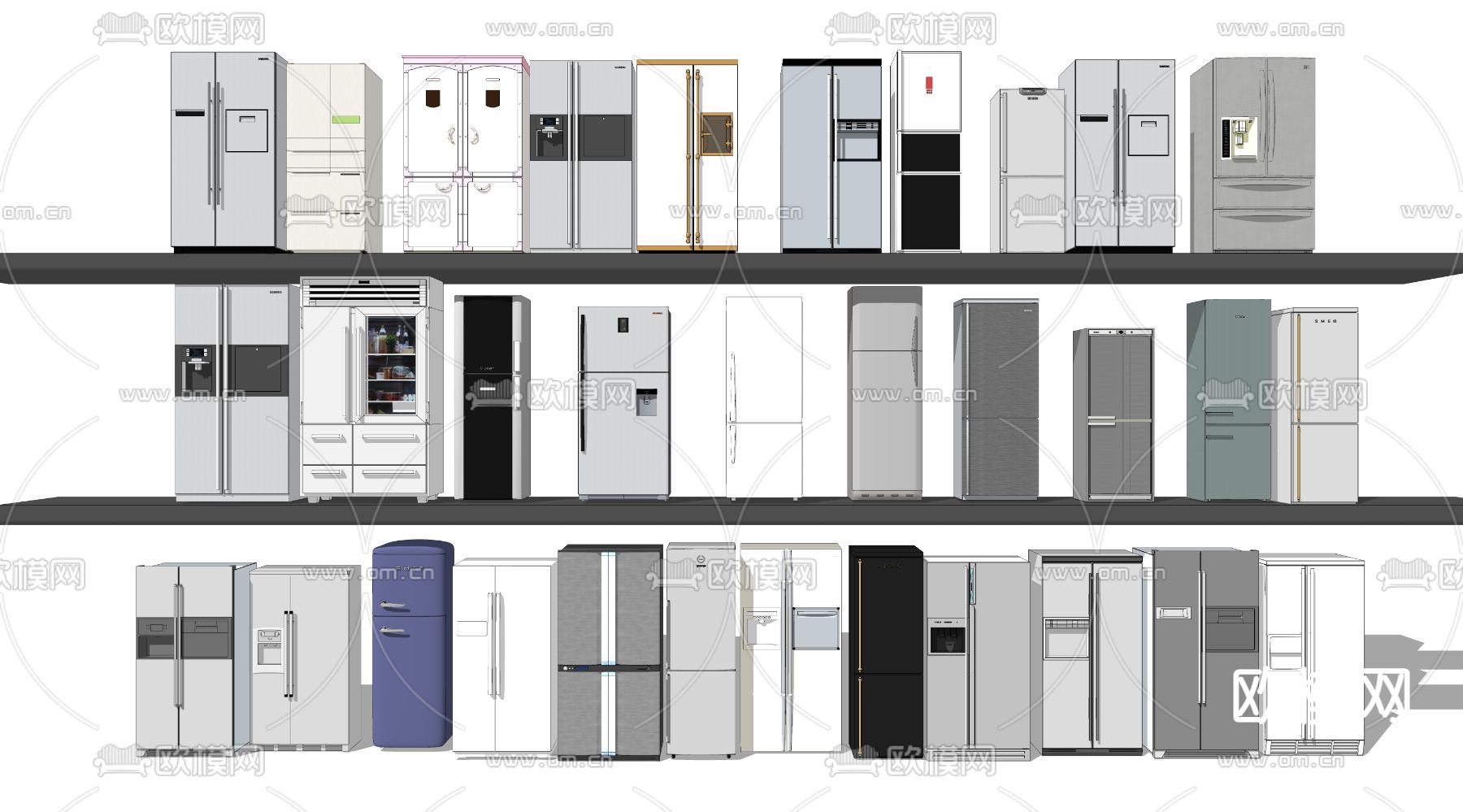 北欧冰箱su模型下载（渲染图2）
