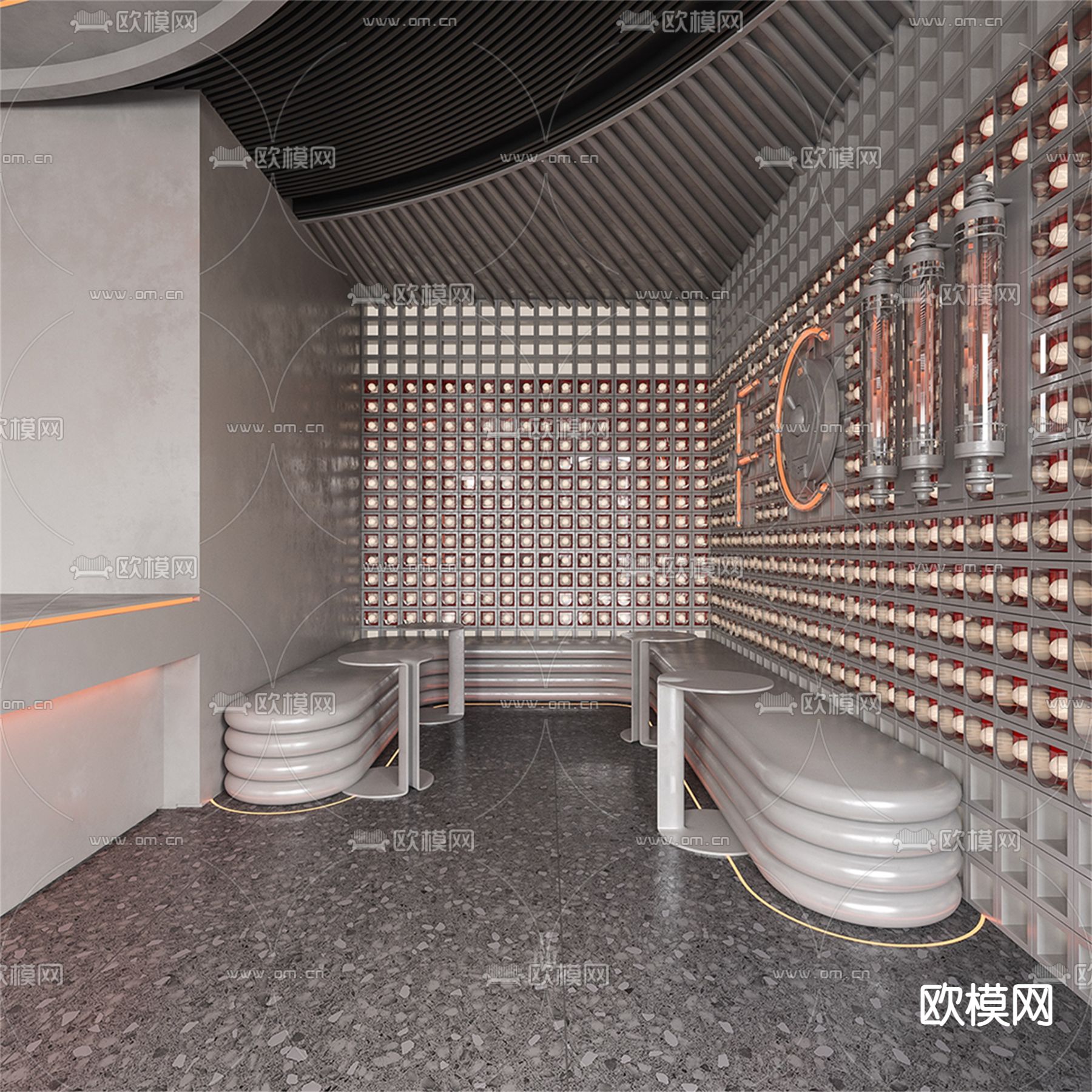现代奶茶店su模型