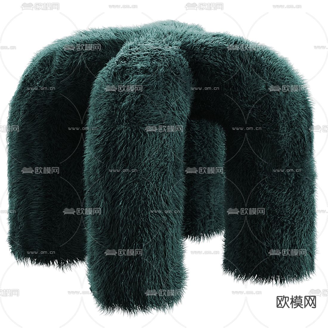 现代毛绒凳子3d模型下载（渲染图1）
