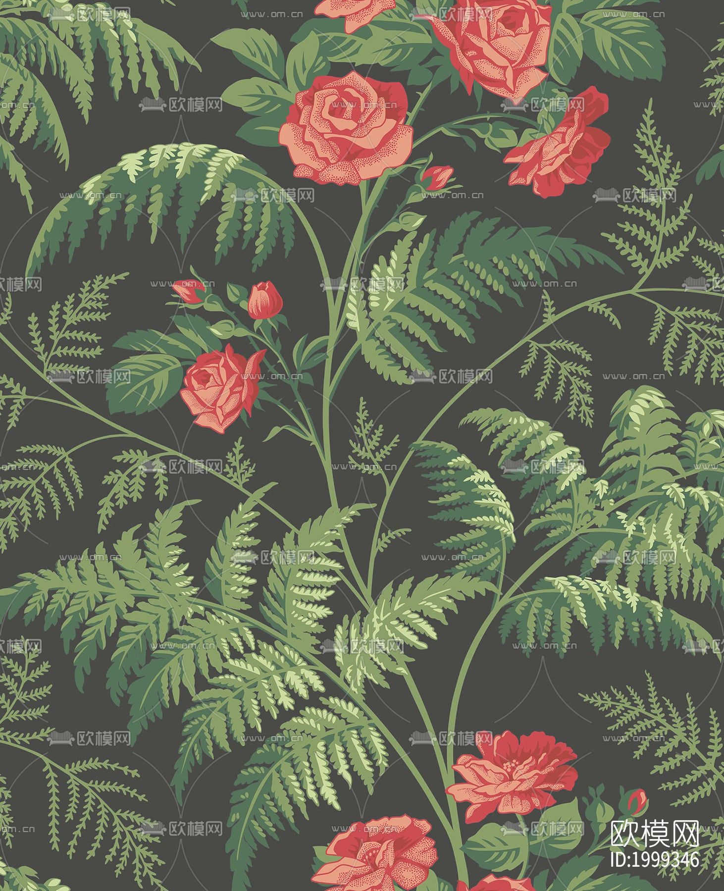 绿色树叶印花壁纸下载