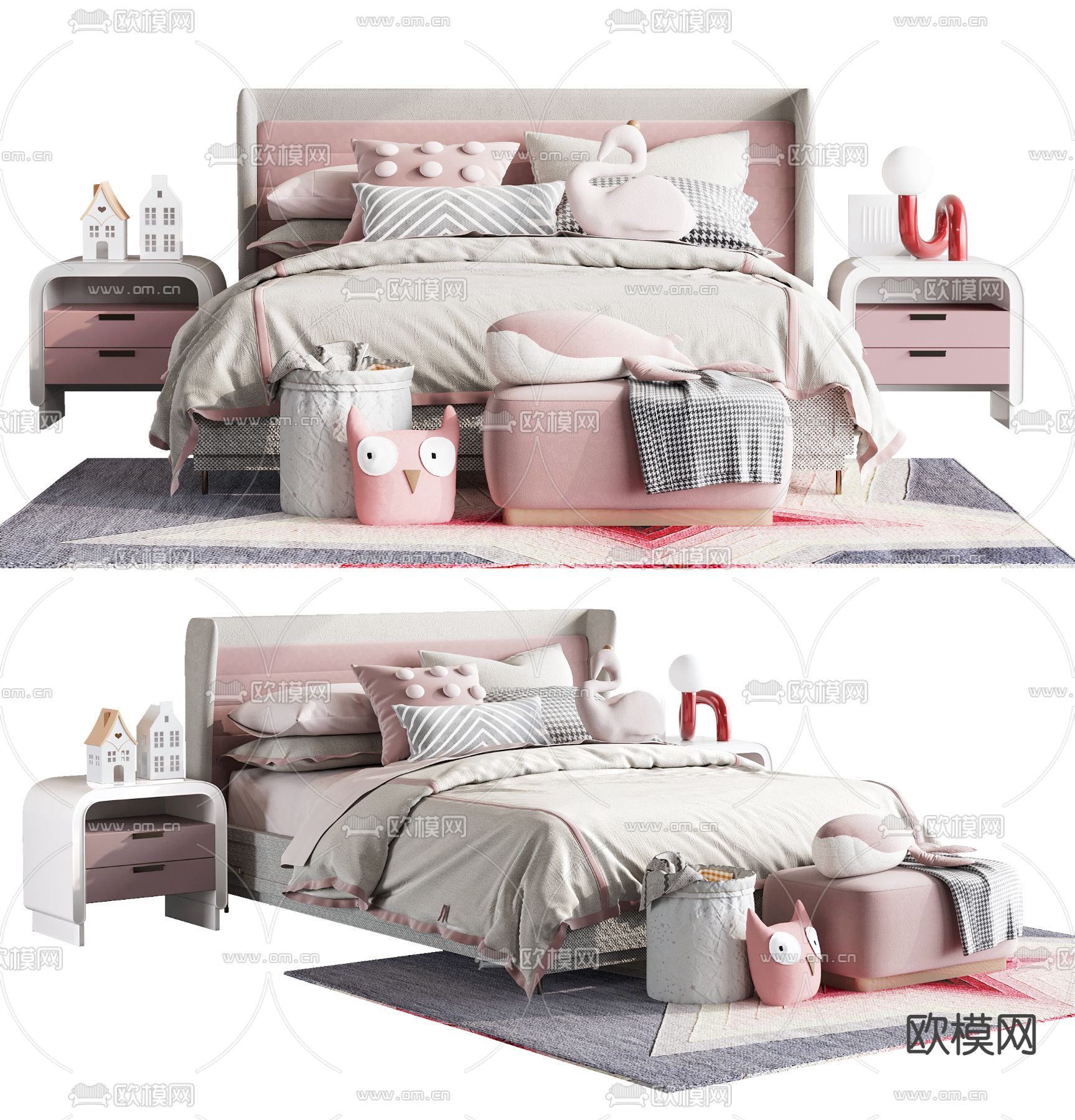现代儿童床3d模型下载