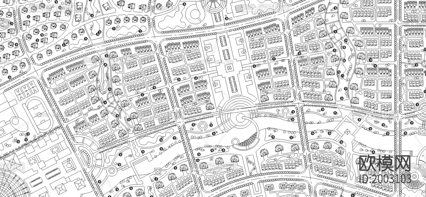 花园小区cad图库下载（渲染图1）