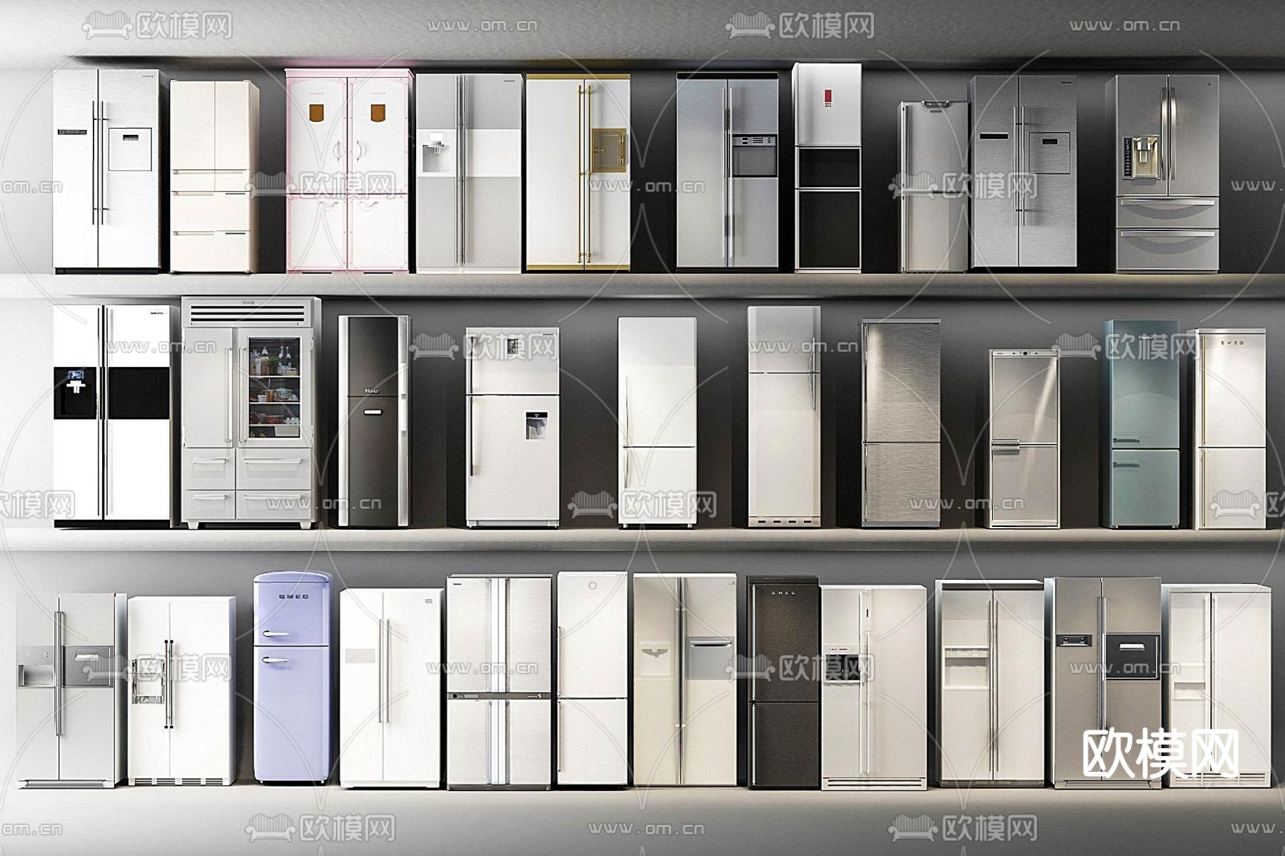 北欧冰箱su模型下载（渲染图1）