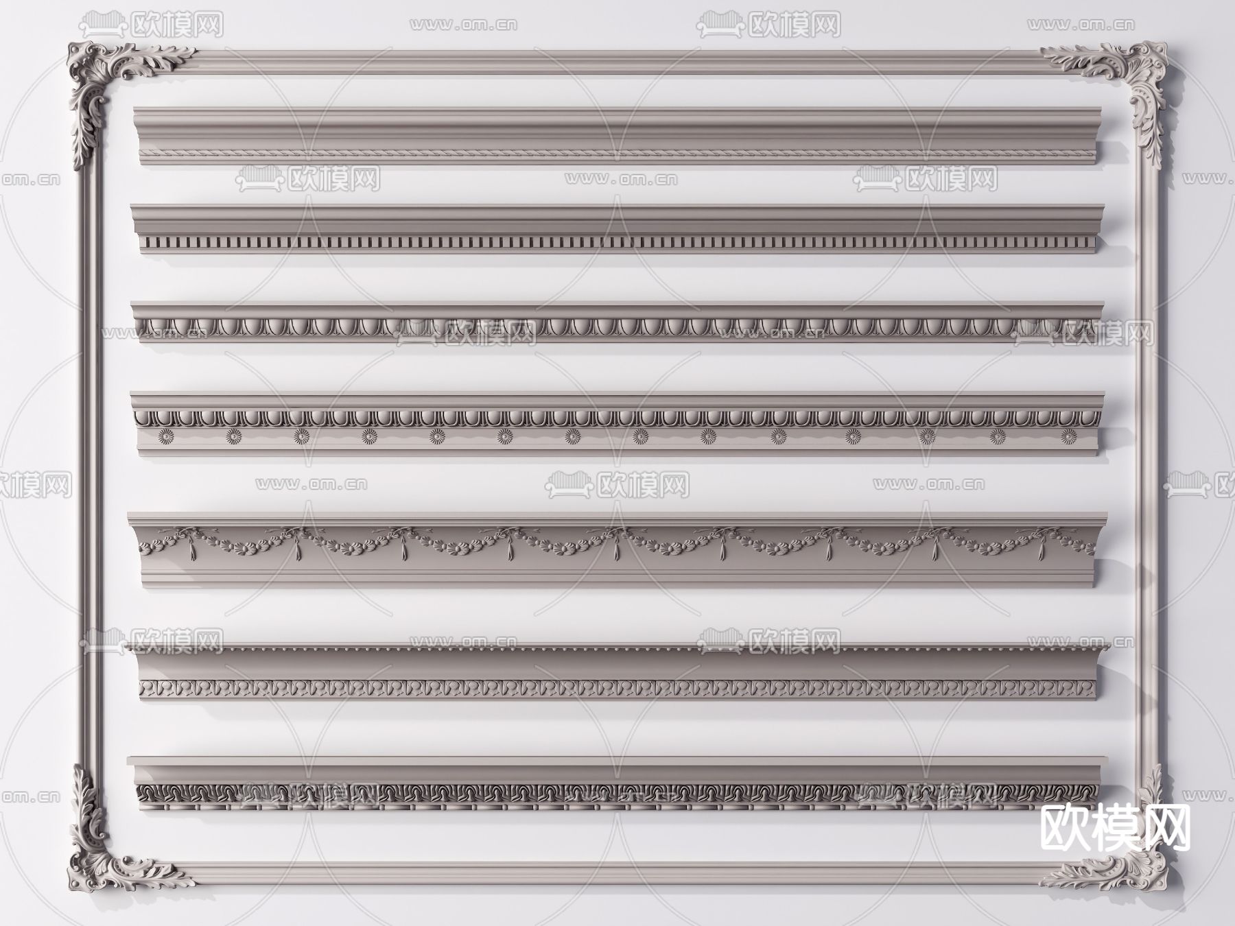 欧式石膏雕花线条3d模型下载
