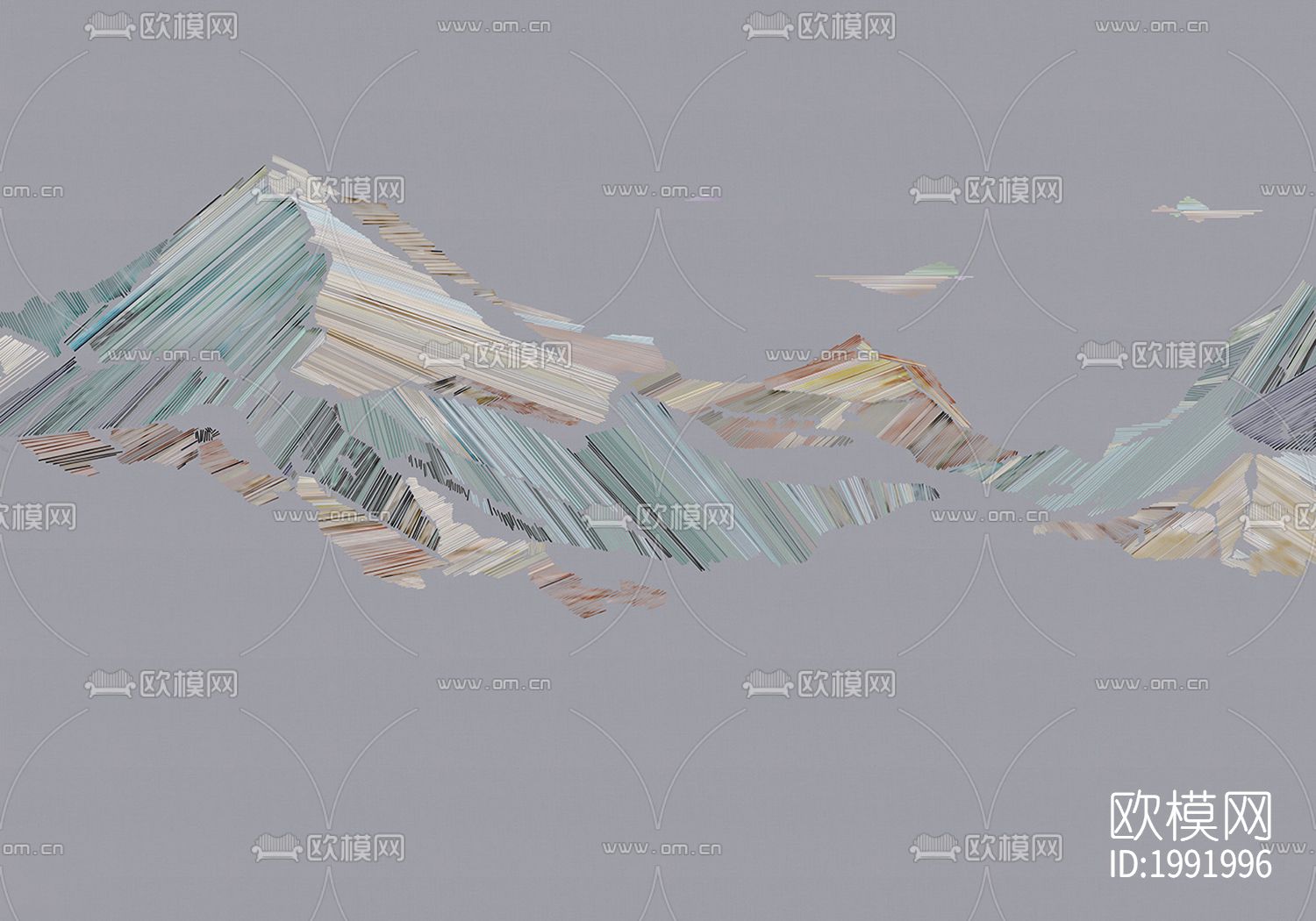 中式抽象山水壁纸下载（渲染图1）