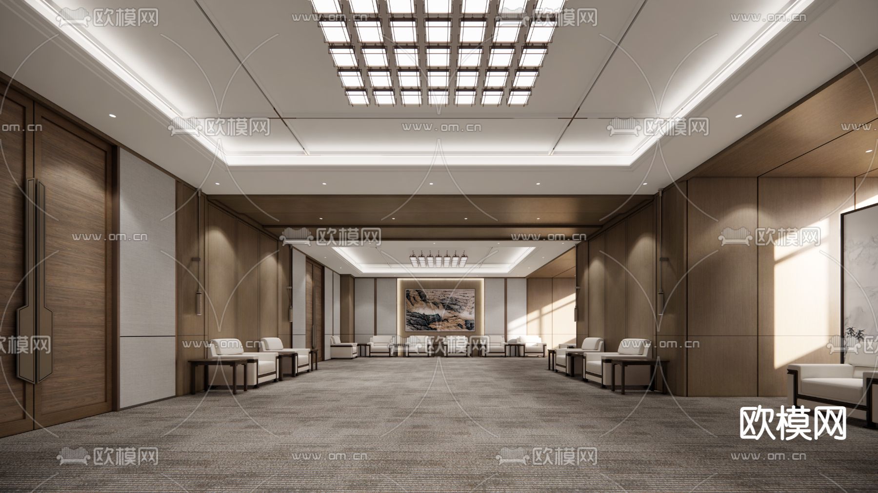 中式贵宾接待室su模型下载（渲染图1）