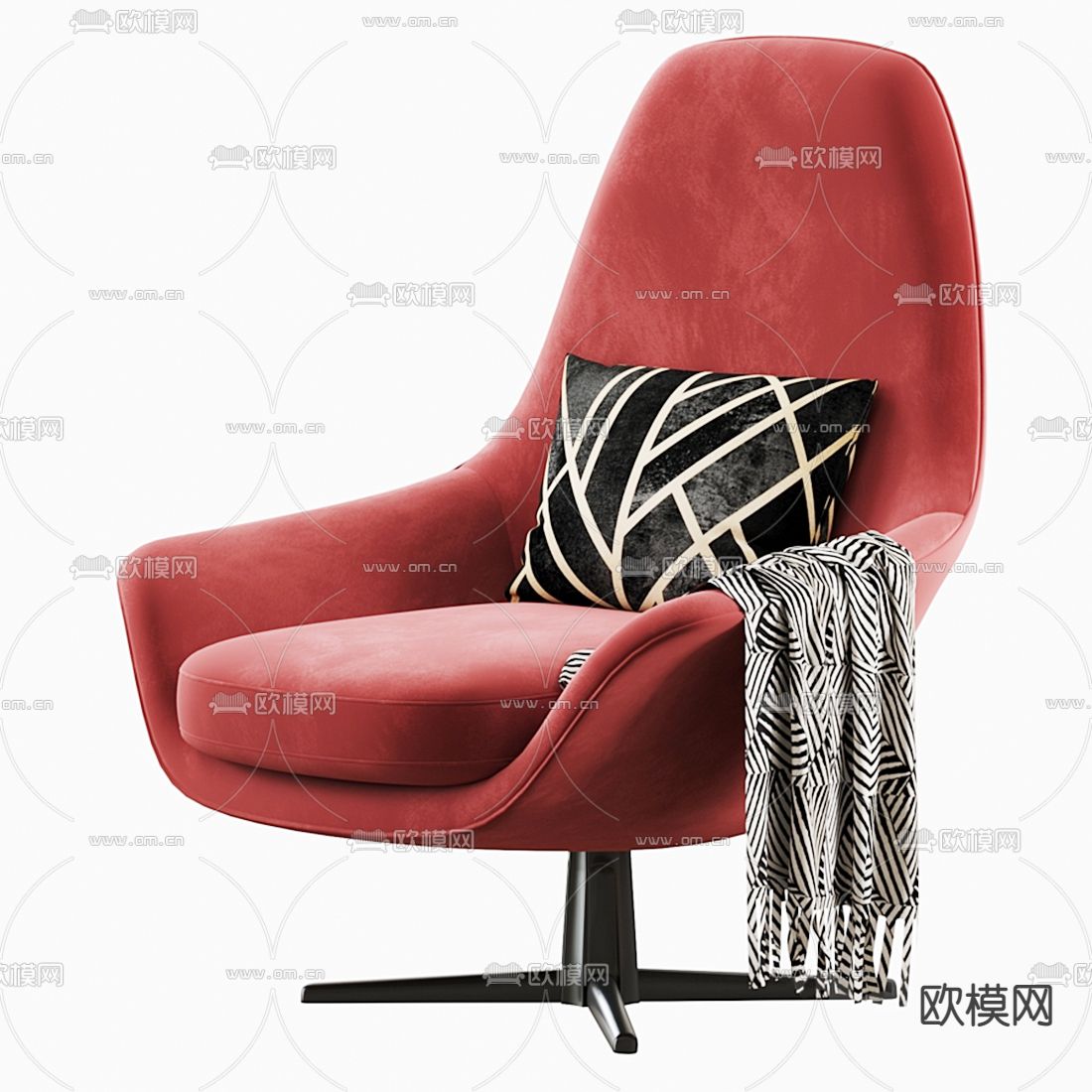 FLEXFORM 绒布休闲椅3d模型下载（渲染图1）